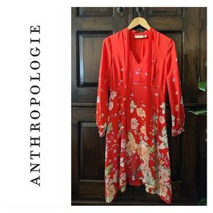 Moulinette Soeurs by Anthropologie - Red Floral Silk Dress